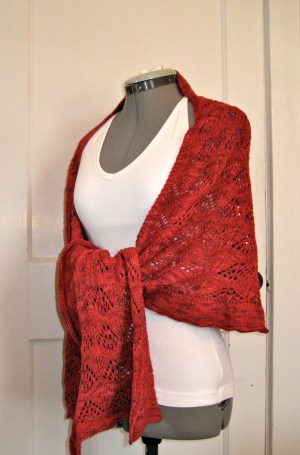Red Shawl tied side