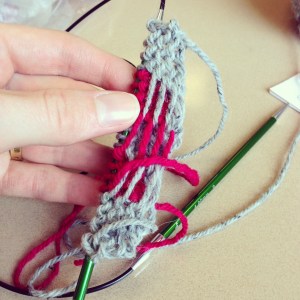 Here's my first attempt at Norwegian stranded color work. A few rows later, I learned why it's so important to keep your floats loose. This sucker was puckered.