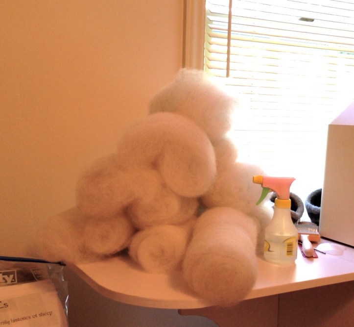 A small but growing mountain of batts. 